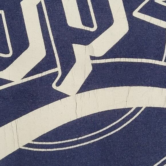 Vintage 90s Screen-Stars Shirt Women M/L 19x26 Navy-Blue USA - Picture 11 of 13